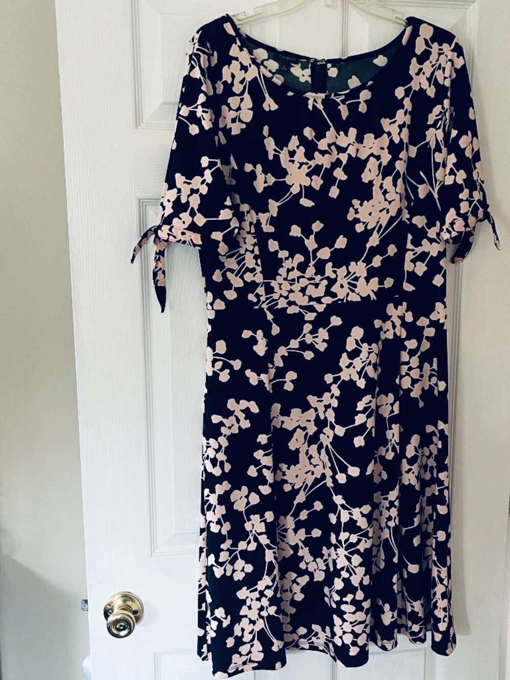 Talbots Floral Tie-Sleeve Fit & Flare Midi Dress Large